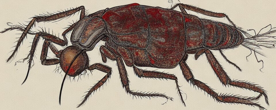 Dibujo representando una pulga para ilustrar el ciclo de vida de la pulga.
